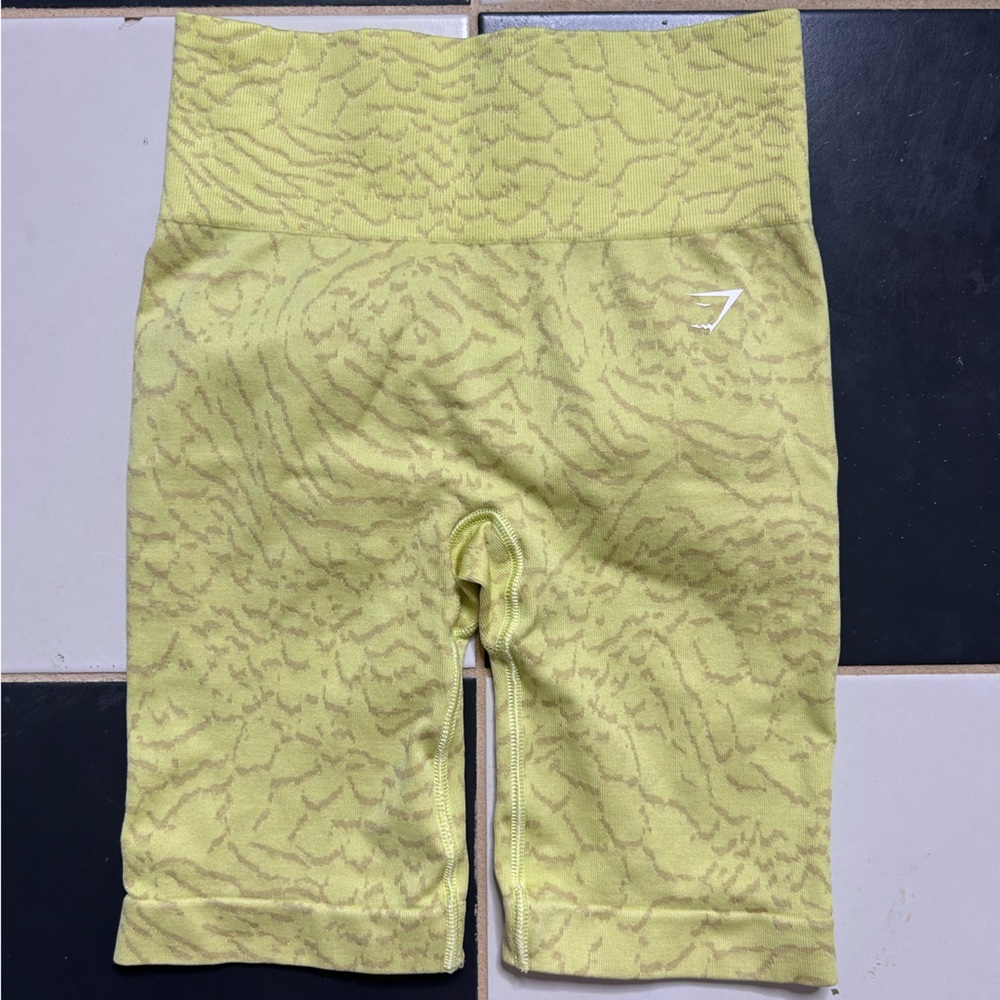Lime Green Patterned Gymshark Biker Shorts